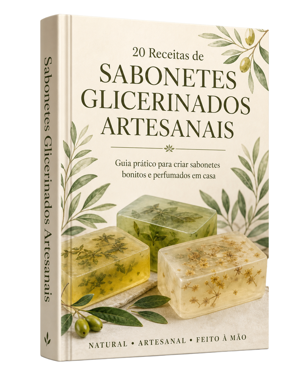 E-book 20 Receitas de Sabonetes Glicerinados Artesanais em mockup 3D